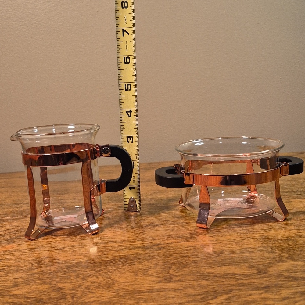 BODUM Chambord Classic Copper Tone Metal and Glass Open Sugar and Creamer Set - Picture 15 of 16